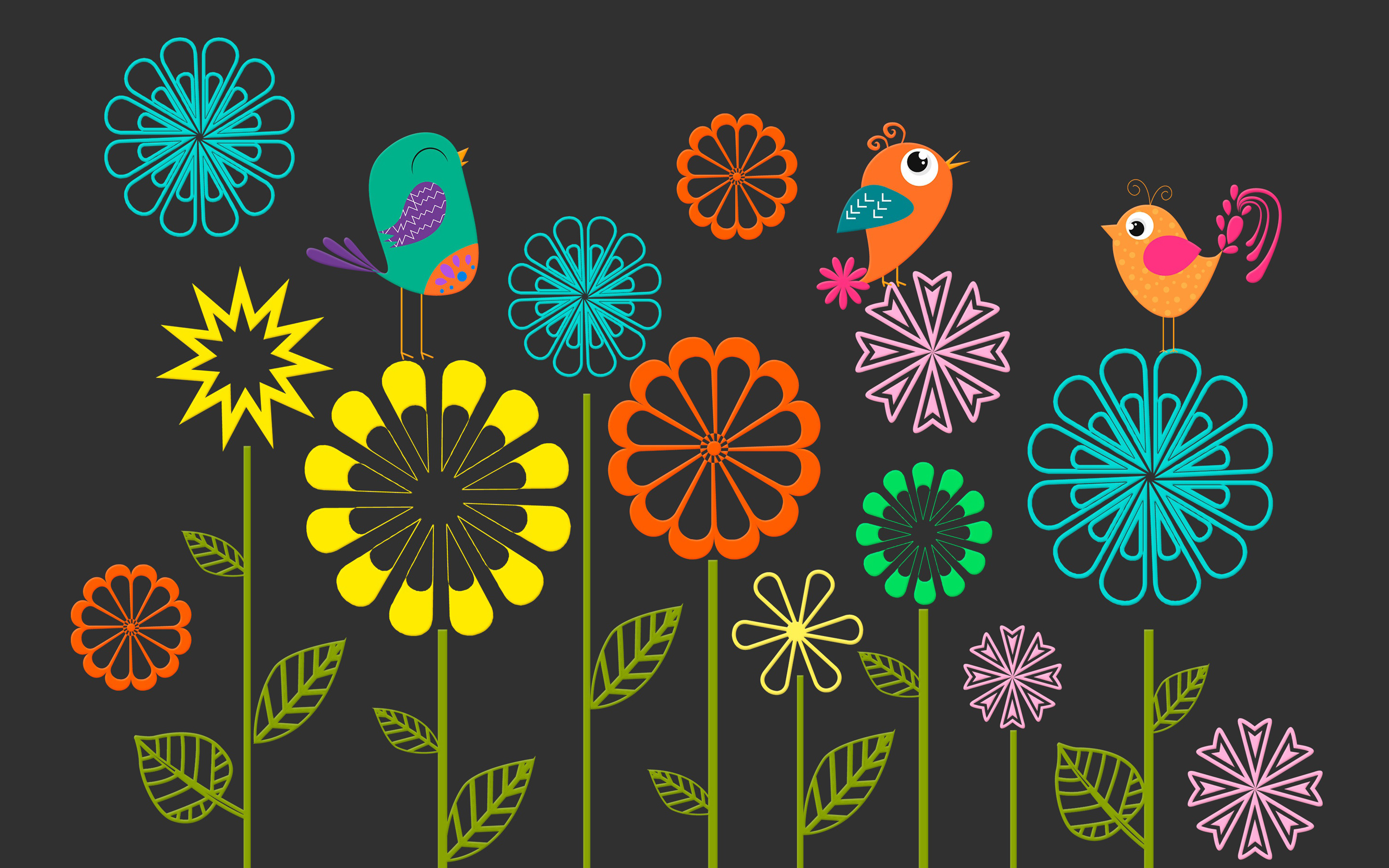 Colorful Vector Flowers Birds8897719150